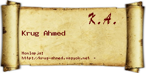 Krug Ahmed névjegykártya